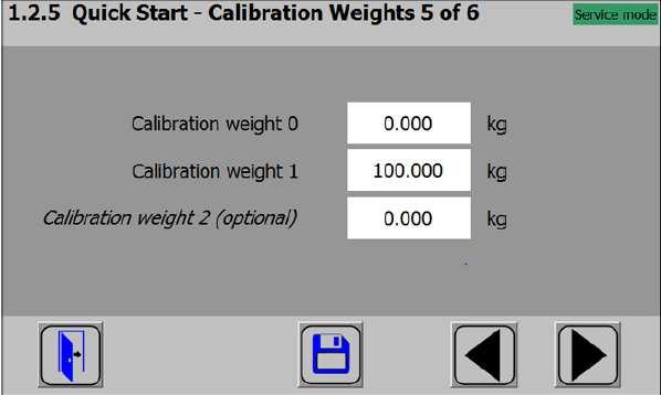 Należy wprowadzić masy obciążników referencyjnych za pomocą których zostanie przeprowadzona kalibracja wagi.