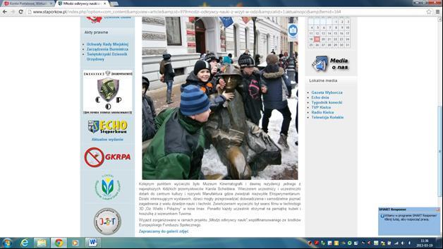 PROMOCJA I INFORMACJA O PROJEKCIE 15 MARCA 2013 na stronie