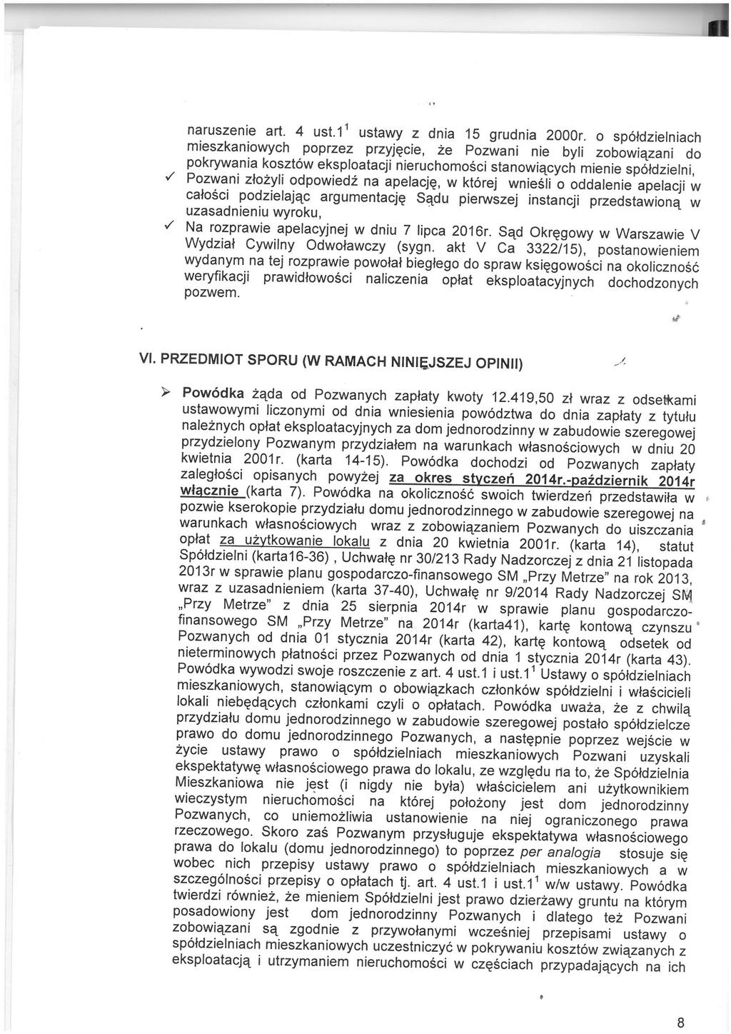 naruszenie art. 4 ust.t ' ustawy z dnia 15 grudnia 2000r.
