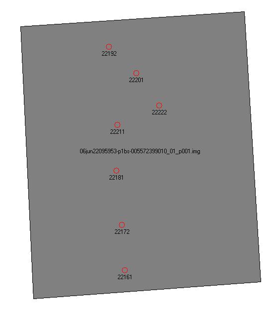 Orientacja pojedynczej sceny za pomocą współczynników RPC Nr punktu m x [piksel] m y [piksel] 22192-16.828 1.611 22201-14.044 1.