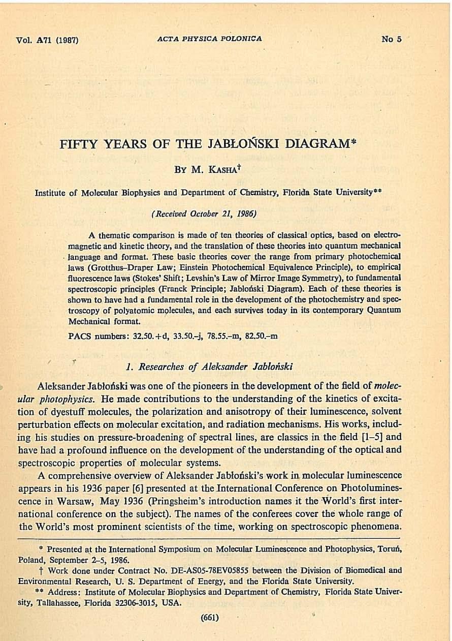 9.09.1980: Śmierć Prof. Jabłońskiego 26.02.1982: Zmiana nazwy Collegium Physicum : INSTYTUT ALEKSANDRA JABŁOŃSKIEGO 29.06-2.07.1983: Int.