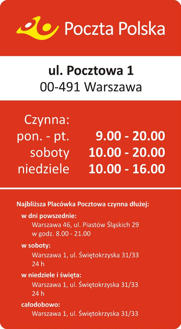 witryna - informacja o placówce Podstawowym nośnikiem informacji o placówce i godzinach otwarcia jest naklejka na szybę w