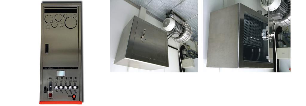 BKF Cash Flow (BKF CF) CF system odsysania monet z pulpitów sterowniczych wysokowydajna turbina ssąca, napędzana przemysłowym silnikiem trójfazowym bezpieczna kasetka w kontenerze technicznym