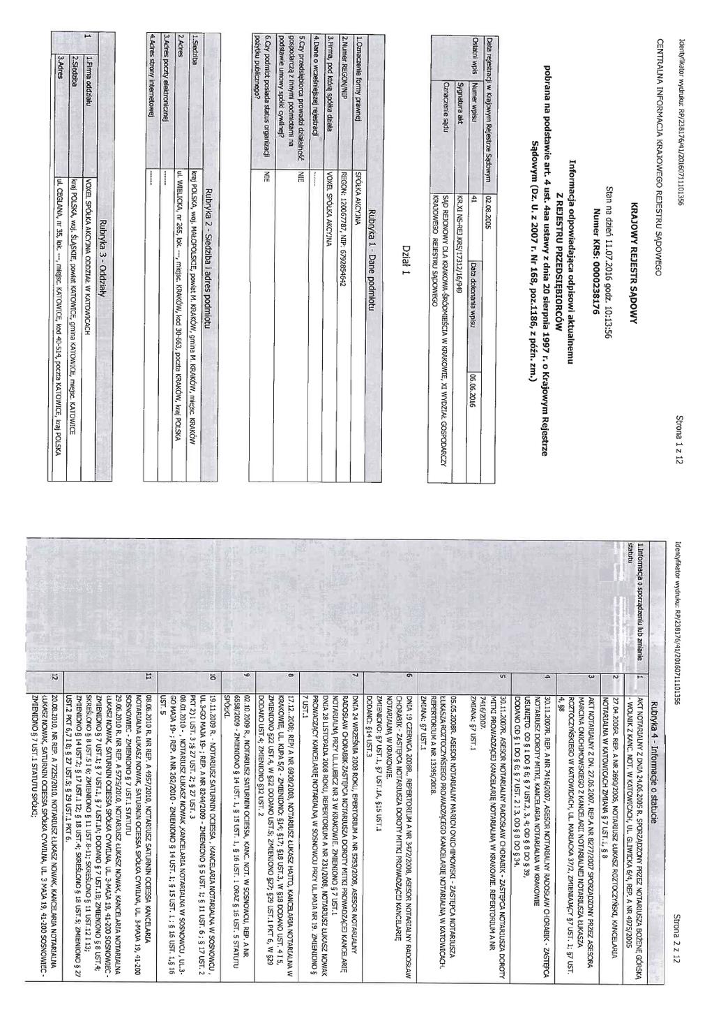 15.1. Aktualny odpis z KRS Emitenta