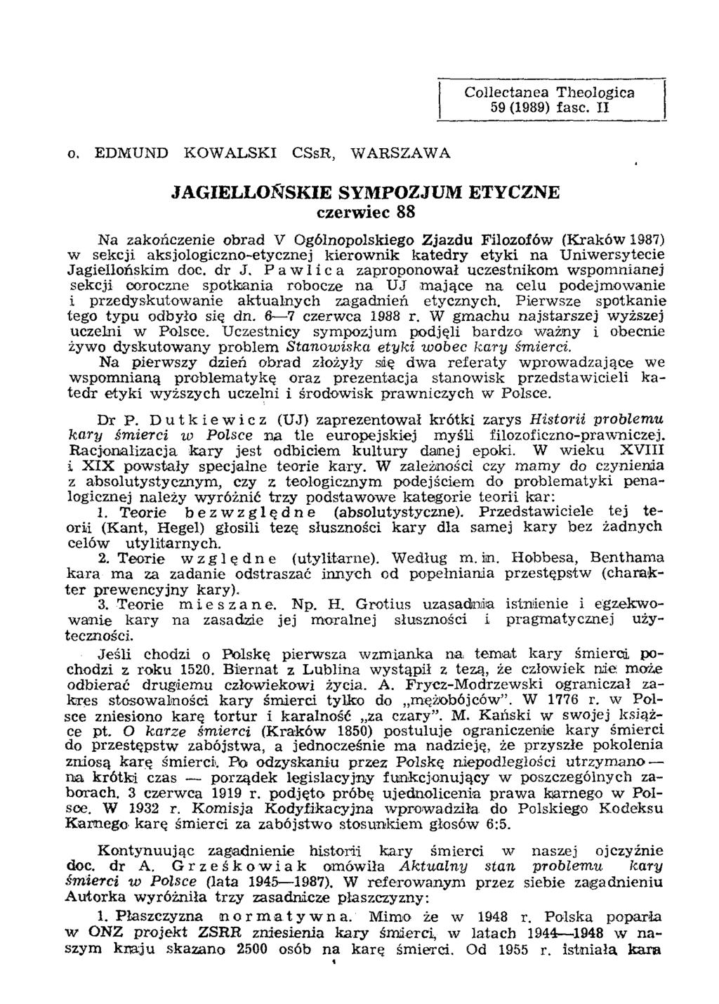 C ollectanea Theologica 59 (1989) fase. II o.