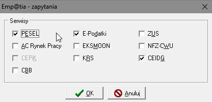 Wysyłka zapytań w formie grupowej musi zostać poprzedzona wybraniem osób o które chcemy zapytać.