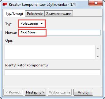 4. Kliknij przycisk Wyświetl funkcje zaawansowane i wybierz opcję Zdefiniuj komponent. 5. Na liście Typ wybierz Połączenie.