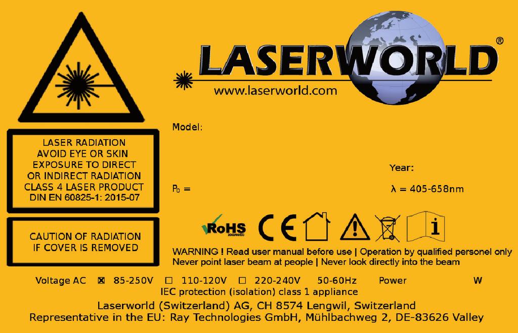 6. Ostrzeżenia i inne uwagi na urządzeniu Promieniowanie laserowe!