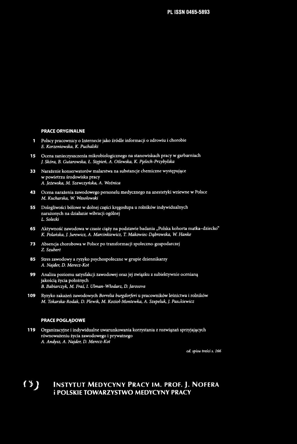 Wesołowski 55 Dolegliwości bólowe w dolnej części kręgosłupa u rolników indywidualnych narażonych na działanie wibracji ogólnej L.