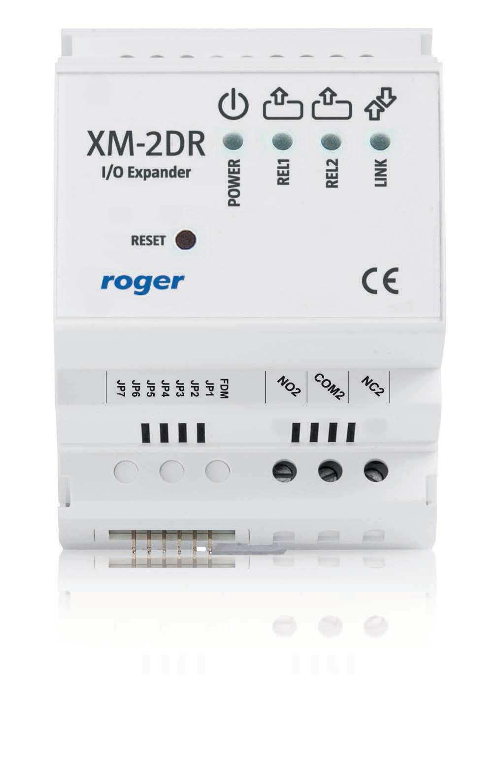 Ekspander WE/WY XM-2DR komunikacyjnym RACS CLK/DTA, - 1,5A/30VDC i 5A/230VAC, Znamionowe napięcie zasilania Obciążalność każdego z przekaźników Warunki środowiskowe 12 VDC, dopuszczalne 10 15V 25mA