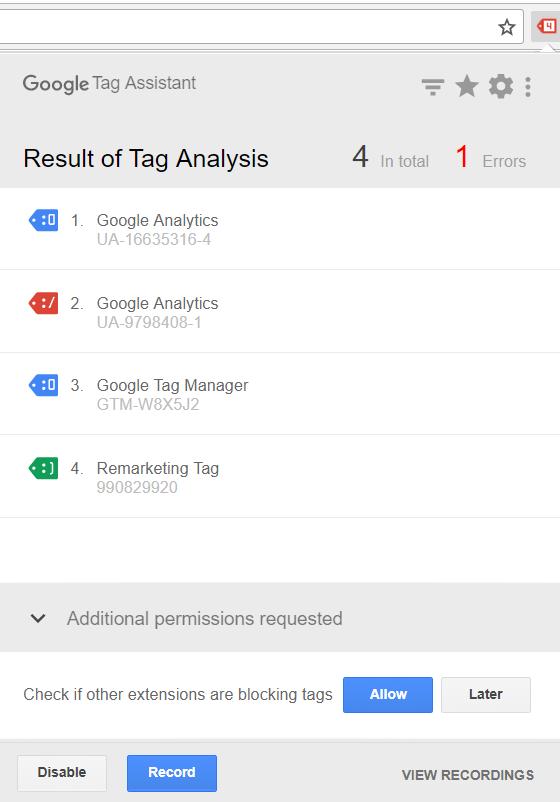 Google Tag Assistant 6 https://chrome.google.