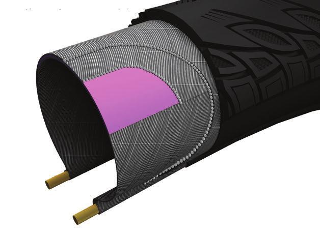 KEVLAR INSIDE Specjalna mieszanka tworzywa, umieszczona między bieżnikiem a płaszczem opony. Podobnie jak MAXXPROTECT warstwa posiada zmienną grubość.