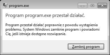 122 C# wiczenia Rysunek 5.2. Próba odwo ania si do nieistniej cego elementu tablicy powoduje b d aplikacji Rysunek 5.3. Systemowa informacja o b dzie Wbrew pozorom, nie sta o si nic strasznego.