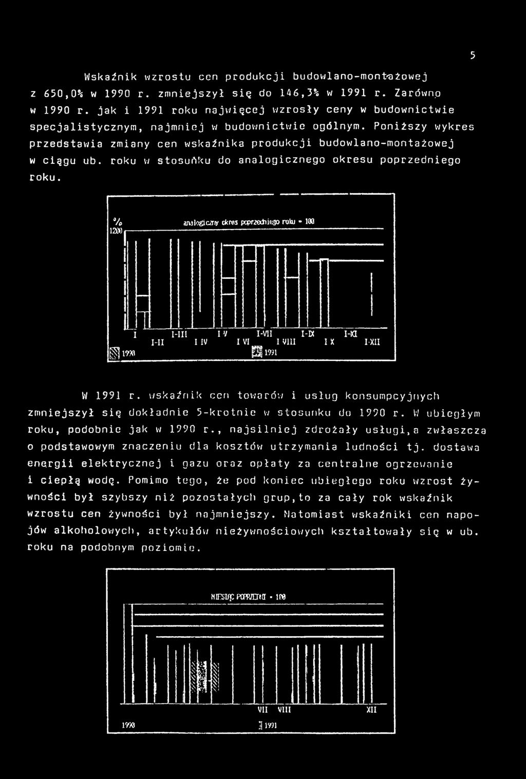 wskźnik cen towrów i usług konsumpcyjnych zmniejszył się dokłdnie 5-krotnie w stosunku do 1990 r. V/ uiegłym roku, podonie jk w 1990 г.