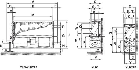 Wymiary i masys YLIV & YLIH I= bez obudowy YLIV-AF & YLIH-AF AF= wot powietrza od frontu I= bez obudowy YLIVR R= ow body I= bez obudowy LASER: YLIV - YLIV/AF Wym.