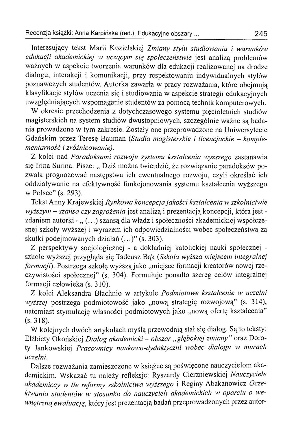 Recenzja książki: Anna Karpińska (red.