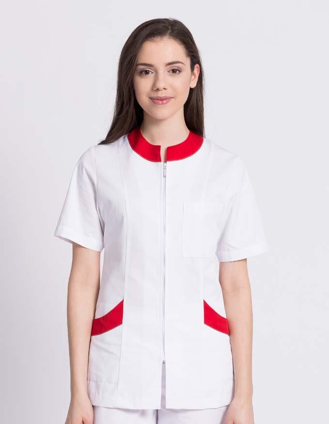 LINIA STANDARD BLUZA DAMSKA BD12 Standardowy model damskiej bluzy medycznej. Proste zapięcie na zamek zapewnia komfort użytkowania.