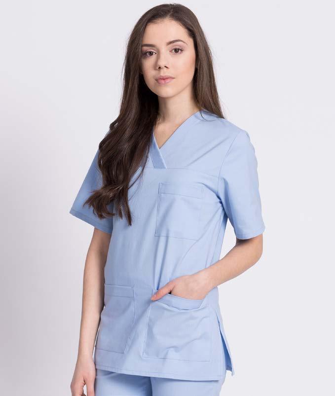 BLUZA DAMSKA OPERACYJNA W TECHNOLOGII ESD BDOP01-ESD Nowoczesna bluza operacyjna zaprojektowana do użytku w salach zabiegowych.