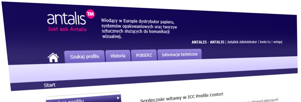 ICC Profile Center to serwis udostępniający profile kolorystyczne do podłoży Antalis