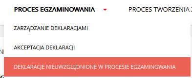 7.2.3 Akceptuj Aby zaakceptować deklaracje użytkownik zaznacza przyciski wyboru przy wybranych rekordach i naciska przycisk Akceptuj.