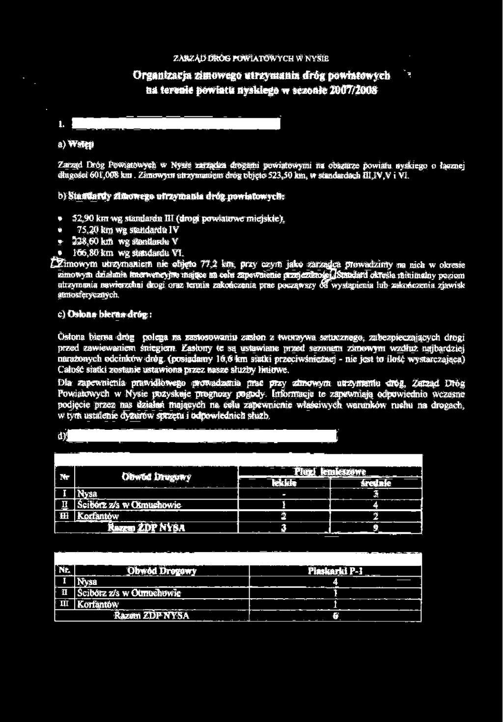 IV. Drogi powiatowe Informacje otrzymano z