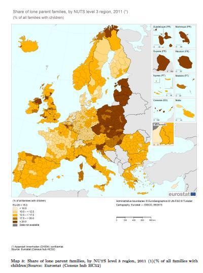 Zróżnicowanie struktur gospodarstw domowych w EU, EU-SILC (3/4) Udział rodzin z
