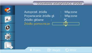 Dost. wyśw. LCD Źródło główne Określ ustawienie opcji Źródło główne dla automatycznego wyszukiwania źródła.