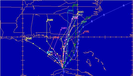 Podróż statku Hurricane Irene 0000 UTC 15 Oct 1999