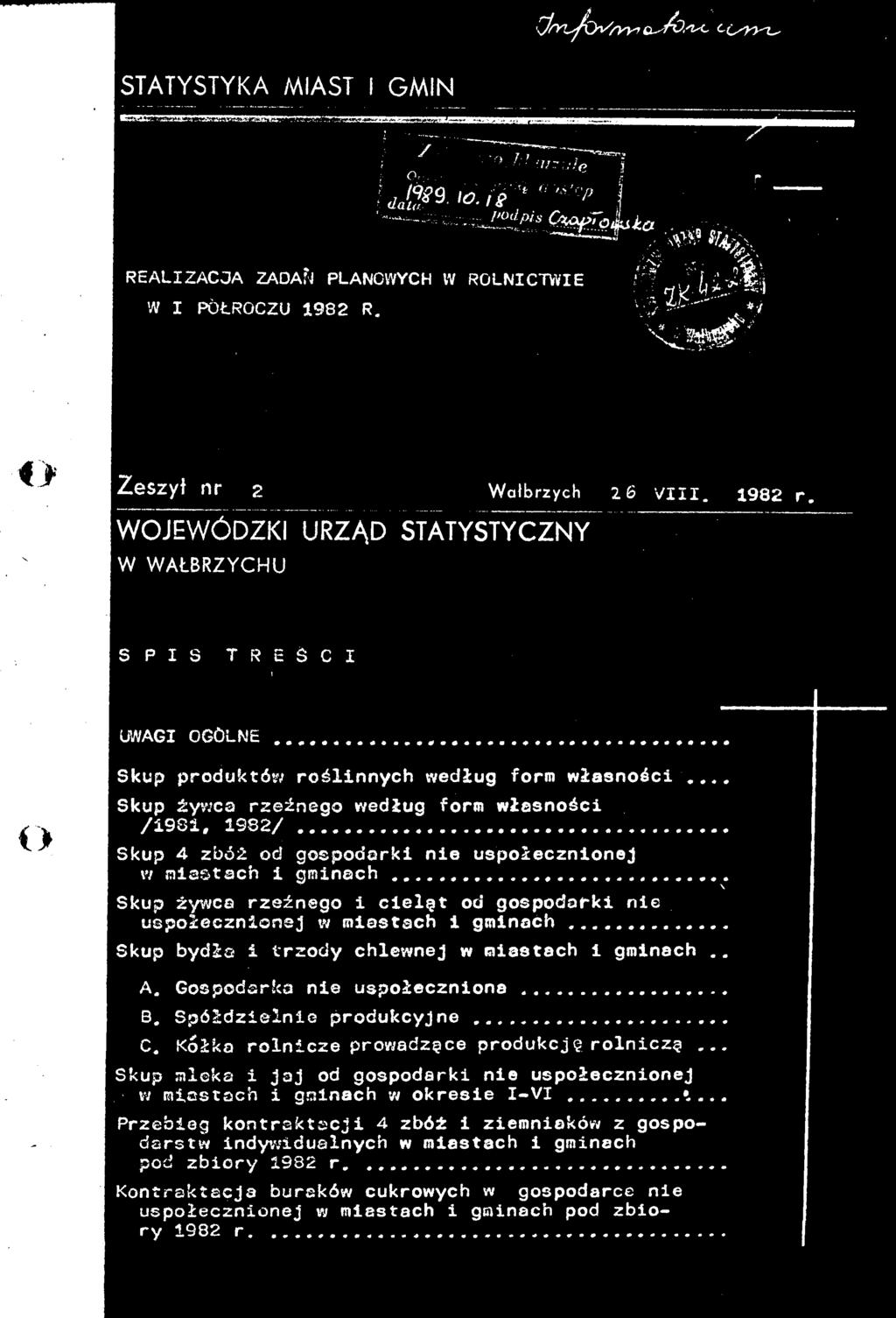 .. Skup żywca rzeźnego według form własności /1981, 1982/.