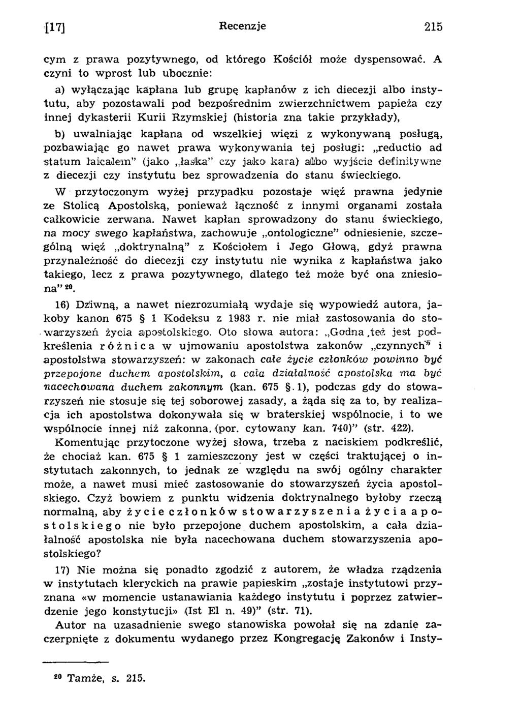 ЦТ] Recenzje 215 cym z prawa pozytywnego, od którego Kościół może dyspensować.