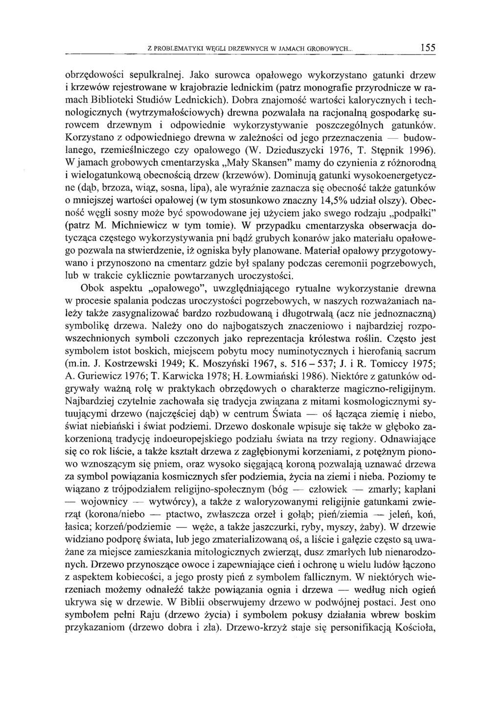 Z PROBLEMATYKI WĘOLI DRZEWNYCH W JAMACH GROBOWYCH... 155 obrzędowości sepulkralnej.