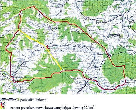 Rys. 1. Zlewnia potoku Kasinka o powierzchni 49.0 km 2 (prawy dopływ Raby) Fig. 1. Map of Kasinka basin 49.