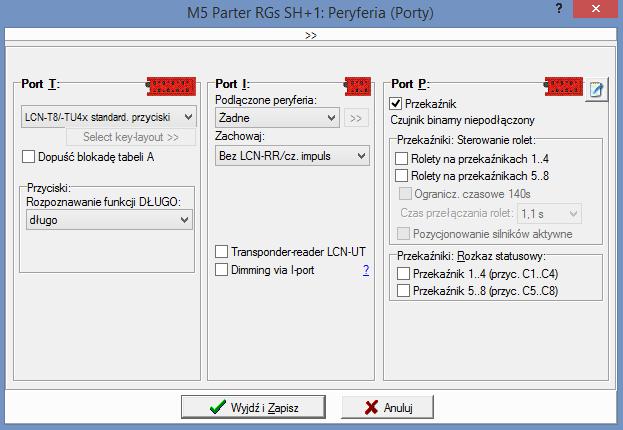 Rys. 3.7. Okno zakładki Peryferia(Porty), na przykładzie modułu LCN-SH+ 3.4.