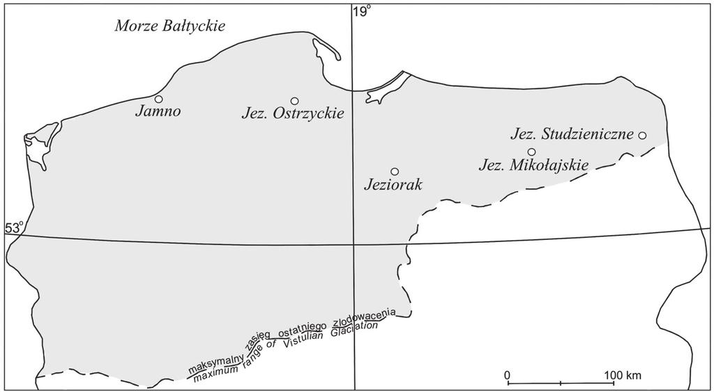 Tendencje zmian zjawisk lodowych jezior Polski w latach 1951 2010 7 Ryc. 1. Lokalizacja badanych jezior Location of lakes covered by monitoring of ice phenomena Opracowanie własne / Authors' own elaboration.
