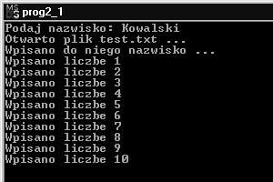 18 C++. Ćwiczenia zaawansowane Rysunek 2.1a. Efekt działania programu, wpisującego dane do pliku Rysunek 2.1b. Zawartość pliku test.