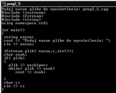 Rozdział 2. Operacje na plikach 21 Rysunek 2.5. Efekt działania programu modyfikującego pracę operatora >> Ćwiczenie 2.6.