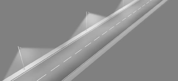 CORONA STREET LED Droga i chodniki Dla dróg miejskich często stosuje się klasę M4 (według normy PN-EN 13201:2016). Standardowa szerokość dla tego typu dróg to 7 metrów.