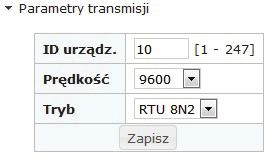 5.4.1 Ustawianie parametrów transmisji Po wybraniu zakładki: - parametry transmisji, możliwe do konfiguracji są następujące elementy (rys.