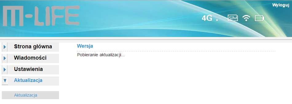 Kolejną pozycją menu jest "Aktualizacja", widok tego menu przedstawia rys. 15.