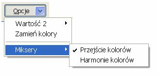 6. Wybierz inny obiekt. 7. Przejdź ponownie do okna harmonii kolorów. 8. Pozostawiając położenie koła harmonii kolorów zmian, wybierz inny kolor w dolnej części okna. Mieszanie kolorów 1.