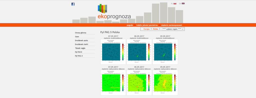 Prognozy jakości powietrza w Polsce https://powietrze.uni.wroc.pl/map/ http://powietrze.malopolska.