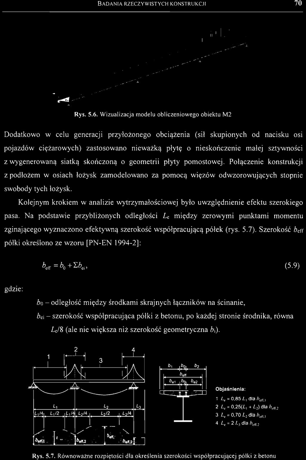 9) gdzie: bo - odległość między środkami skrajnych łączników na ścinanie, bei - szerokość współpracująca półki z