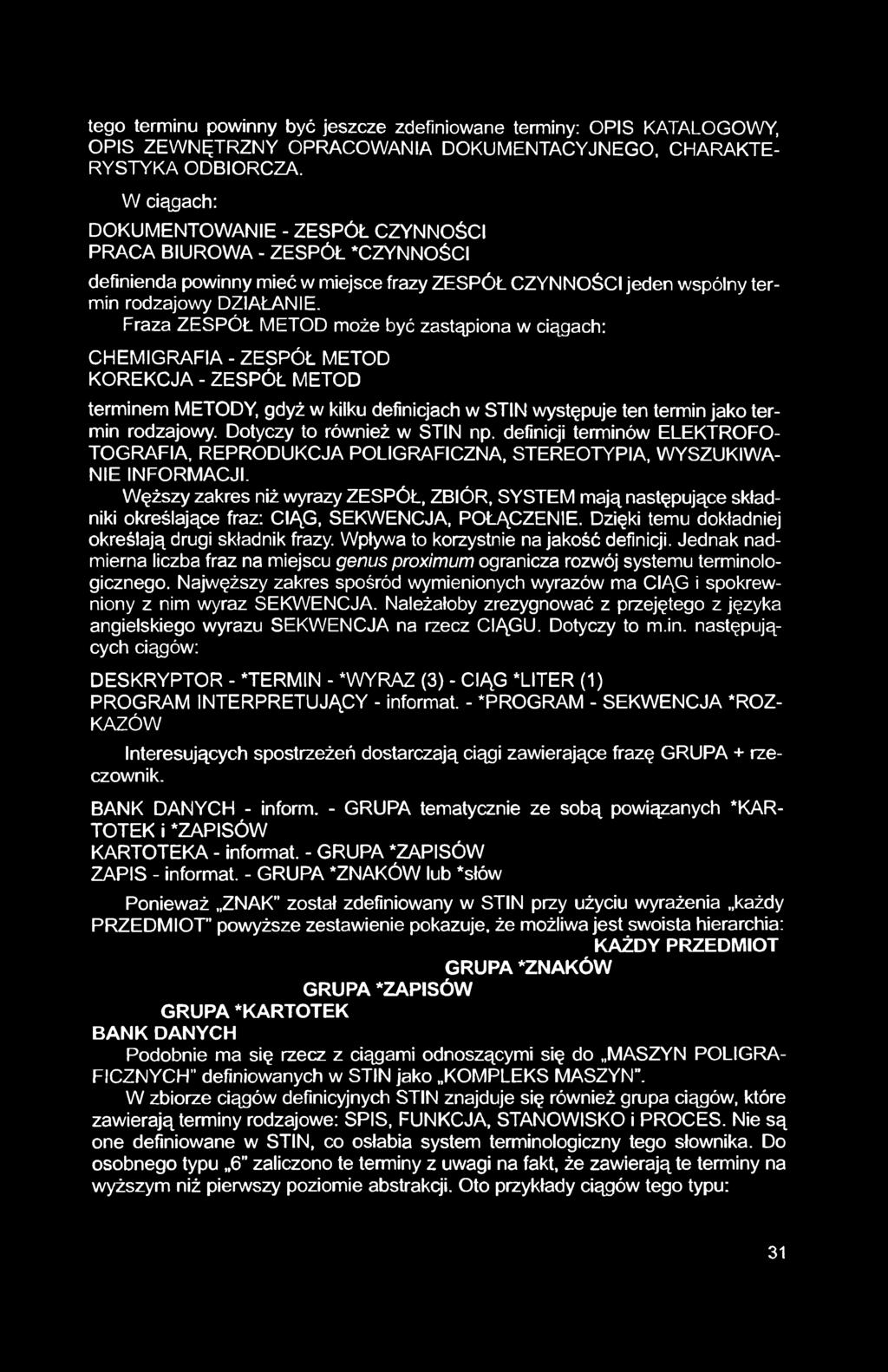 tego terminu powinny być jeszcze zdefiniowane terminy: OPIS KATALOGOWY, OPIS ZEWNĘTRZNY OPRACOWANIA DOKUMENTACYJNEGO, CHARAKTE RYSTYKA ODBIORCZA.