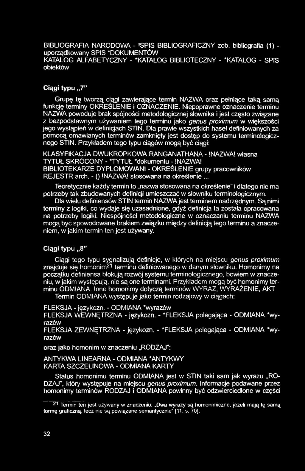 BIBLIOGRAFIA NARODOWA - 'SPIS BIBLIOGRAFICZNY zob.