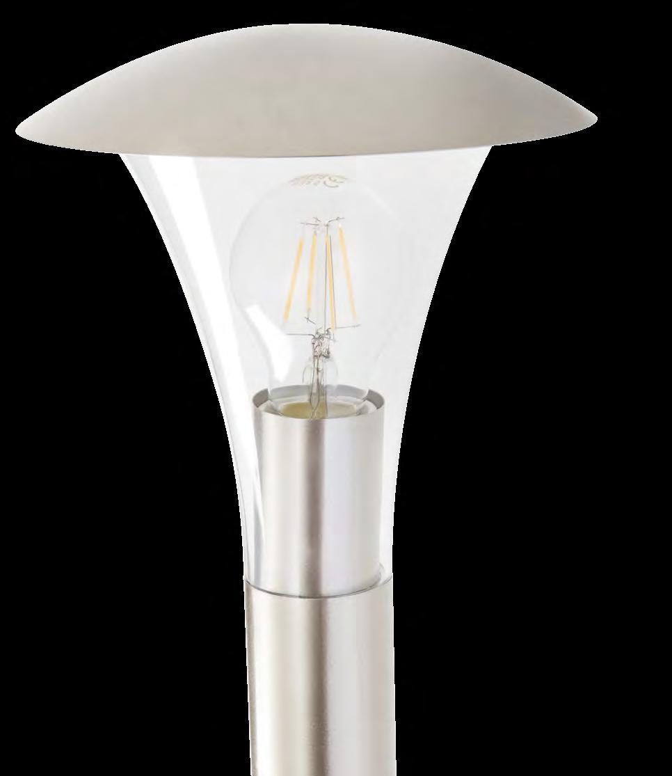 The collection consists of two poles, 50 and 80 cm high, and a wall lamp that can also be fitted with a motion sensor. All fittings can be equipped with E27 cap light sources.