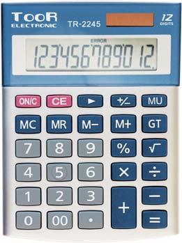 1 URZĄDZENIA kalkulatory KALKULATOR TOOR ELECTRONIC TR-2245 12-pozycyjny; 2 typy zasilania bateryjne i słoneczne; funkcje: pamięć, pierwiastkowanie, obliczanie procentu