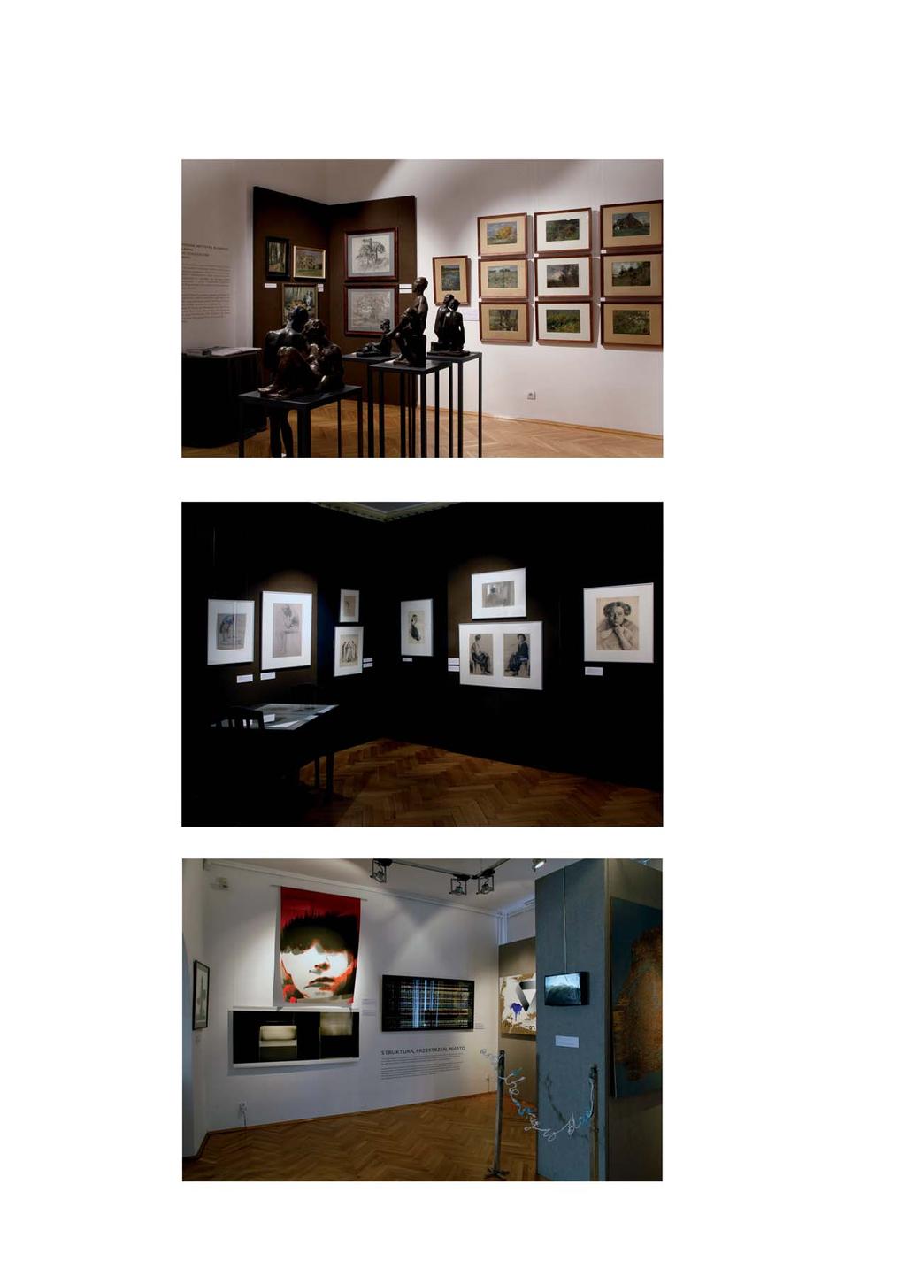 Przestrzeń pierwszej części wystawy Sztuka kobiet kobiety w sztuce. Artystki na Śląsku 1880 2000, Muzeum Śląskie, Katowice, 2012. Ekspozycja wczesnych prac artystek. Fot. Jacek Mężyk.