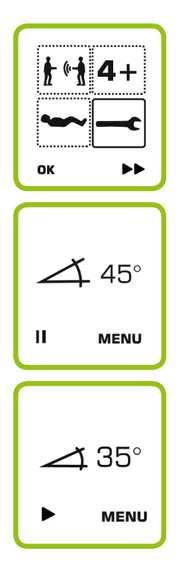 Instrukcja Detektora S1+, strona 53 POMIAR KĄTA NACHYLENIA STOKU/SPRAWDZANIE PARTNERA POMIAR KĄTA NACHYLENIA STOKU Otwórz S1+, użyj przycisku "MENU" aby z "Ustawień" ["Settings"] wybrać "Pomiar kąta