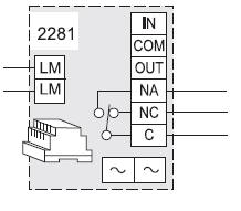 Podłączenie w instaclacji z przekaźnikiem (aktulator podłączony do dodatkowego zasilacza) linia do przekźnika 2273 kaseta zewnętzna Podłączenia