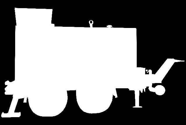 Hydrauliczny hamulec bezpieczeństwa. Podwozie na dwóch sztywnych osiach (tandem), opony i dyszel do przemieszczania maszyny z niską prędkością w miejscu wykonywania pracy.
